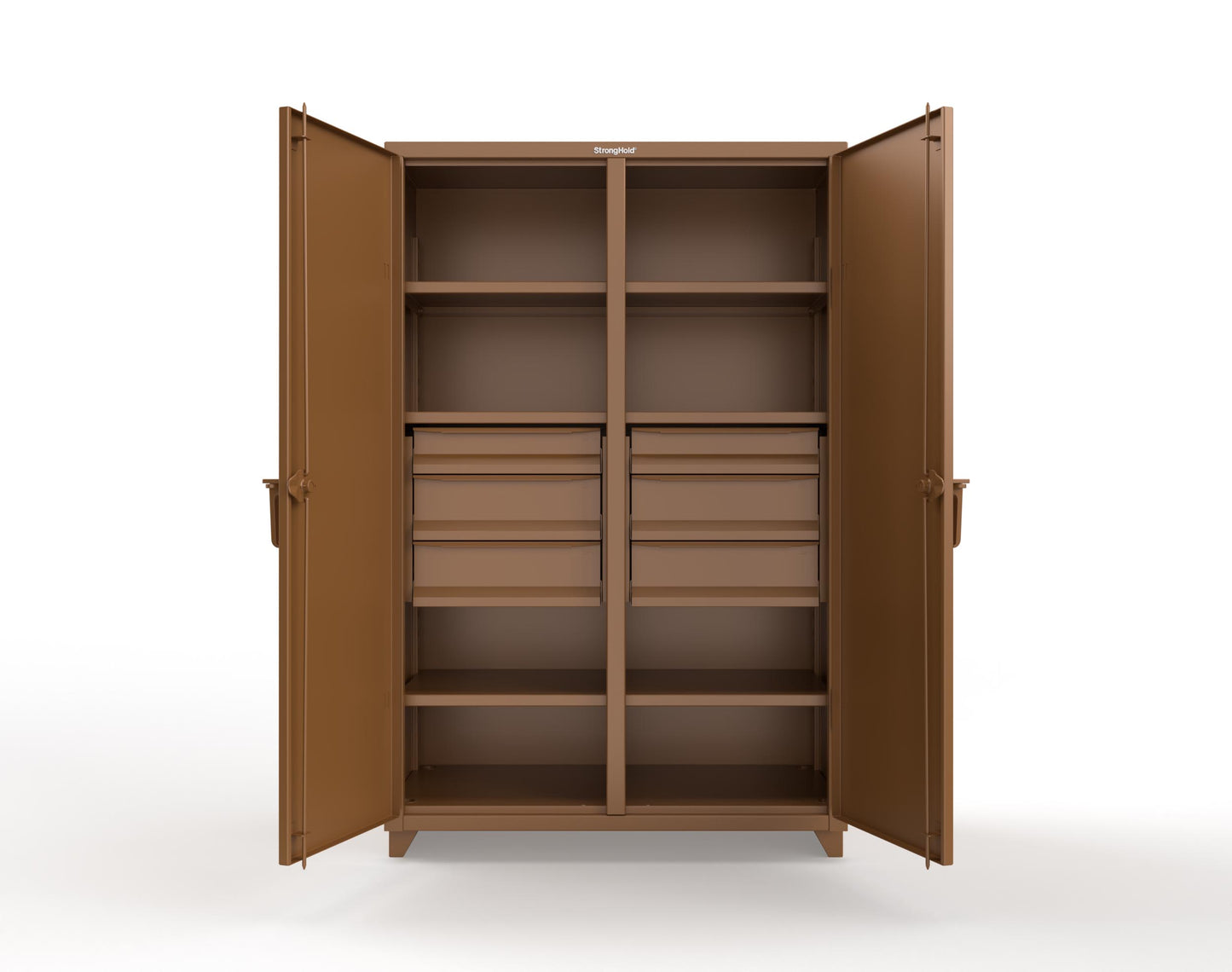 Extra Heavy Duty 14 GA Double Shift Cabinet with 6 Drawers, 6 Shelves - 48 In. W x 24 In. D x 75 In. H - 46-DS-246-6DB-L-8008