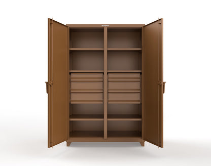 Extra Heavy Duty 14 GA Double Shift Cabinet with 6 Drawers, 6 Shelves - 48 In. W x 24 In. D x 75 In. H - 46-DS-246-6DB-L-8008