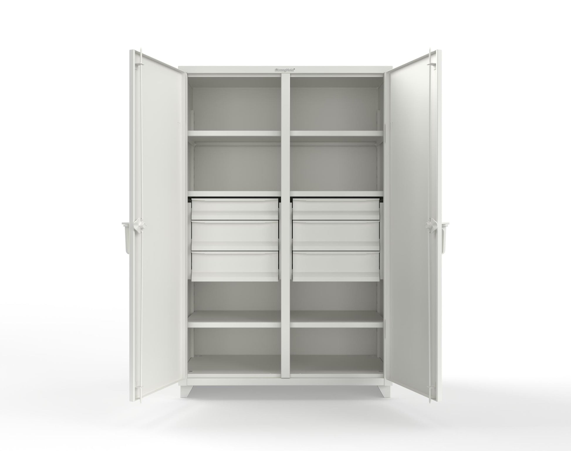 Extra Heavy Duty 14 GA Double Shift Cabinet with 6 Drawers, 6 Shelves - 48 In. W x 24 In. D x 75 In. H - 46-DS-246-6DB-L-9003