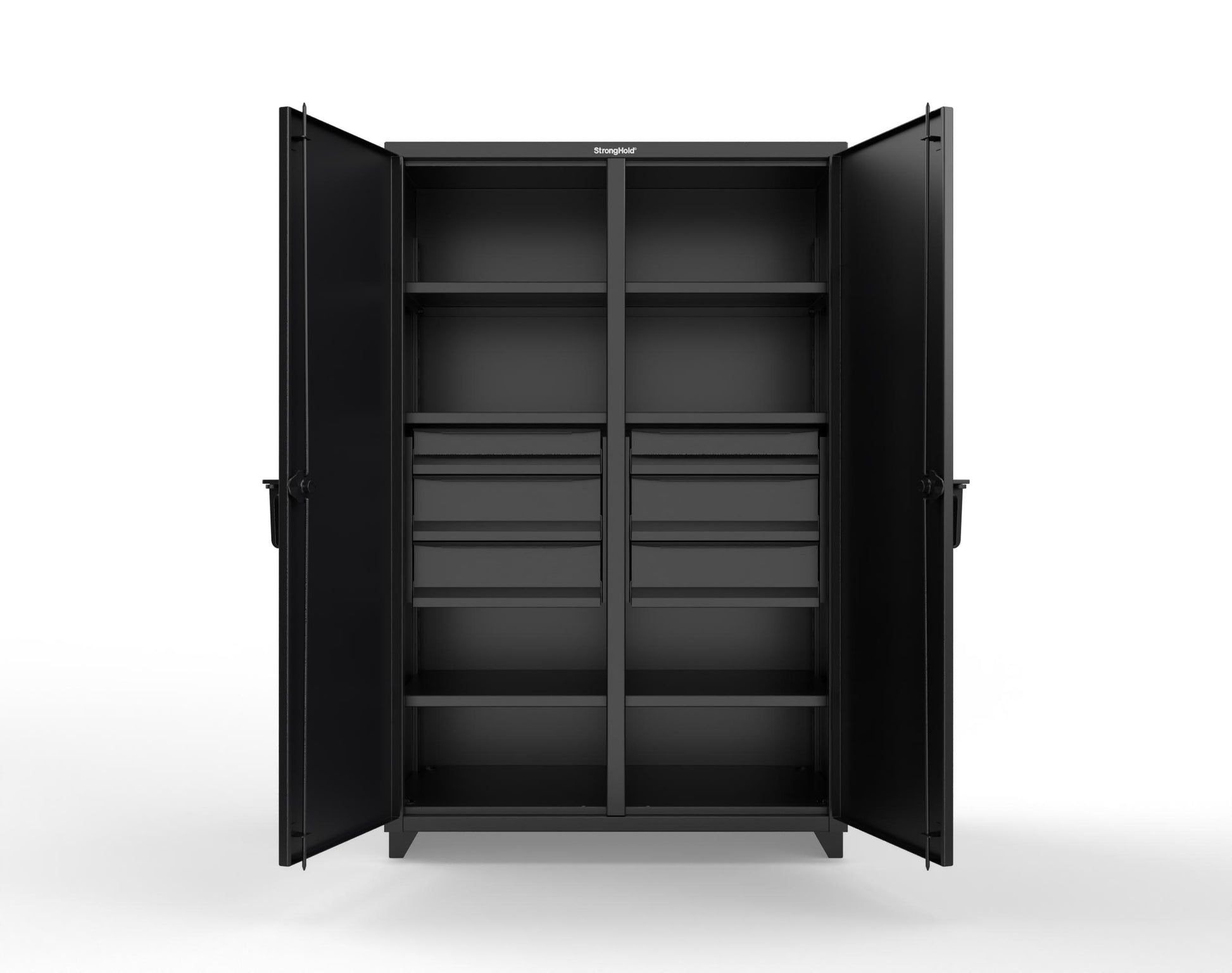 Extra Heavy Duty 14 GA Double Shift Cabinet with 6 Drawers, 6 Shelves - 48 In. W x 24 In. D x 75 In. H - 46-DS-246-6DB-L-9005