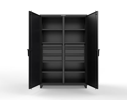 Extra Heavy Duty 14 GA Double Shift Cabinet with 6 Drawers, 6 Shelves - 48 In. W x 24 In. D x 75 In. H - 46-DS-246-6DB-L-9005