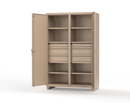 Extra Heavy Duty 14 GA Double Shift Cabinet with 6 Drawers, 6 Shelves - 48 In. W x 24 In. D x 75 In. H - 46-DS-246-6DB-L-1019