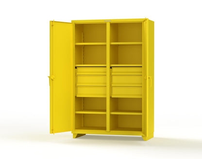 Extra Heavy Duty 14 GA Double Shift Cabinet with 6 Drawers, 6 Shelves - 48 In. W x 24 In. D x 75 In. H - 46-DS-246-6DB-L-1021