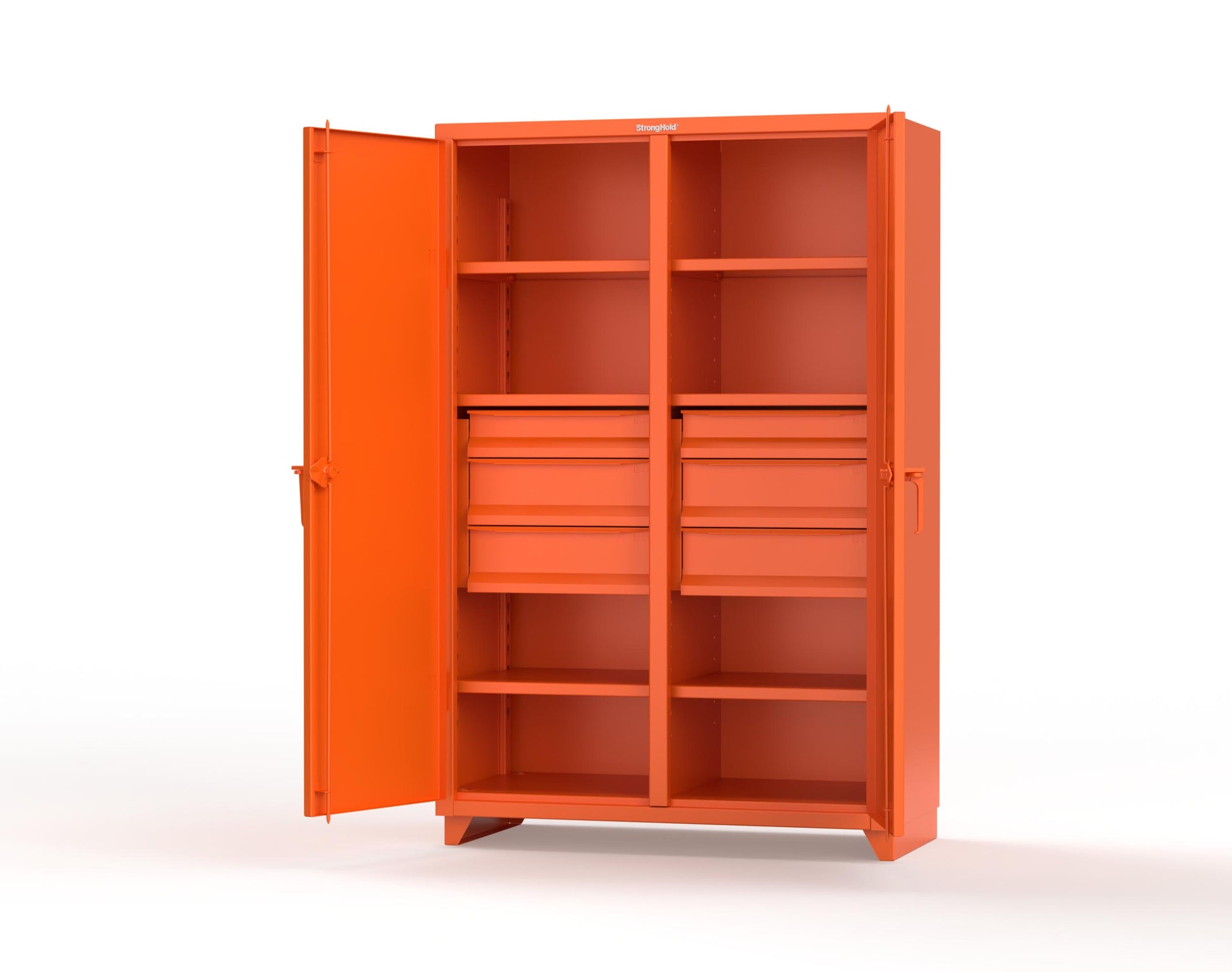 Extra Heavy Duty 14 GA Double Shift Cabinet with 6 Drawers, 6 Shelves - 48 In. W x 24 In. D x 75 In. H - 46-DS-246-6DB-L-2009