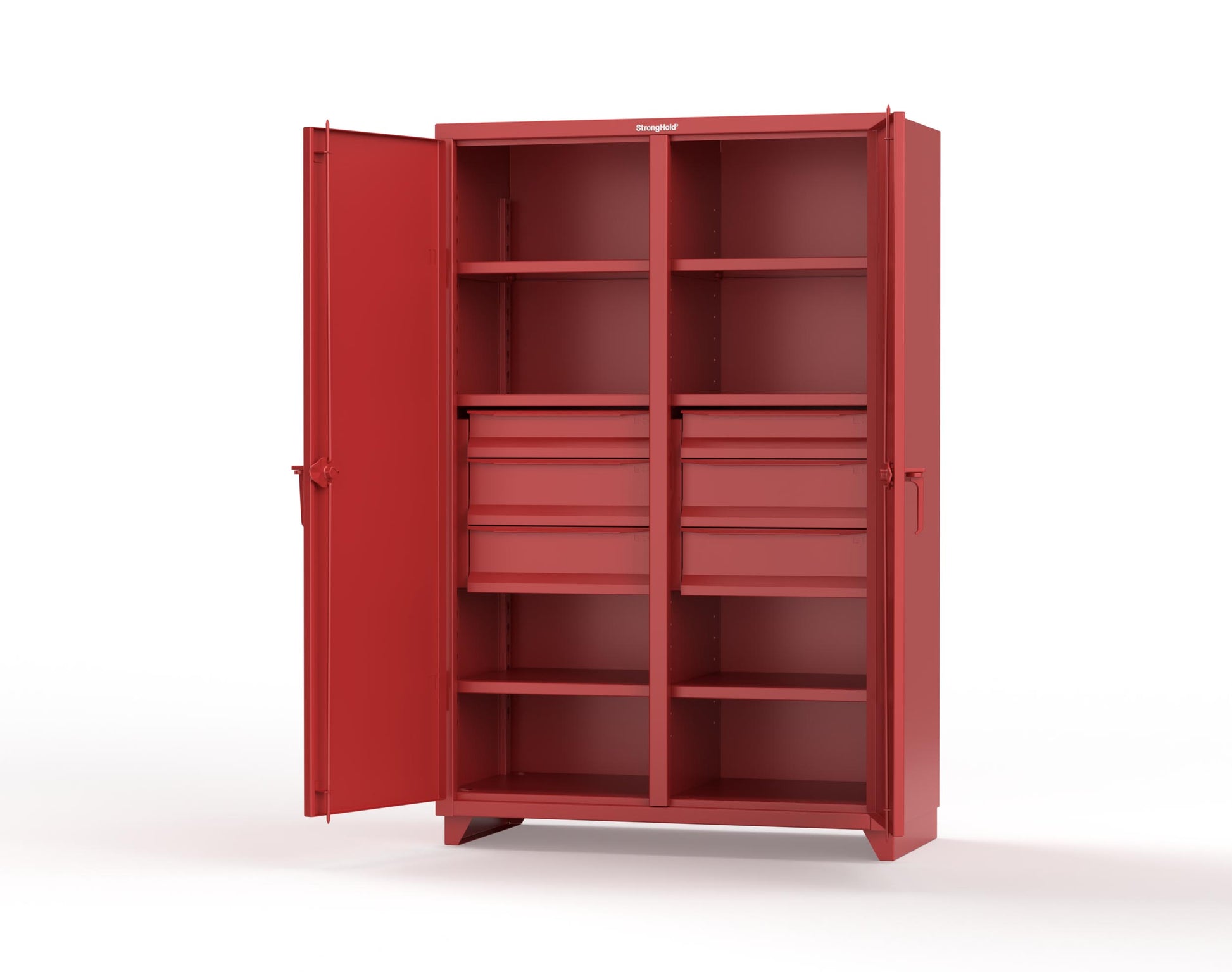 Extra Heavy Duty 14 GA Double Shift Cabinet with 6 Drawers, 6 Shelves - 48 In. W x 24 In. D x 75 In. H - 46-DS-246-6DB-L-3001