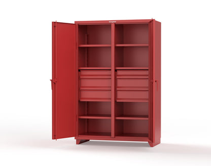 Extra Heavy Duty 14 GA Double Shift Cabinet with 6 Drawers, 6 Shelves - 48 In. W x 24 In. D x 75 In. H - 46-DS-246-6DB-L-3001