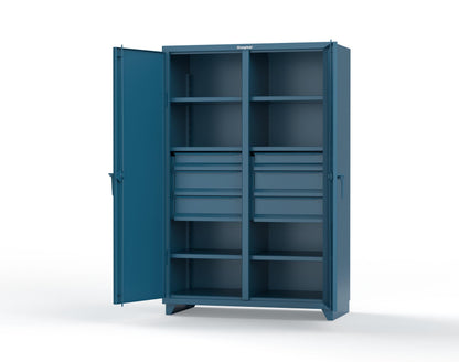 Extra Heavy Duty 14 GA Double Shift Cabinet with 6 Drawers, 6 Shelves - 48 In. W x 24 In. D x 75 In. H - 46-DS-246-6DB-L-5001