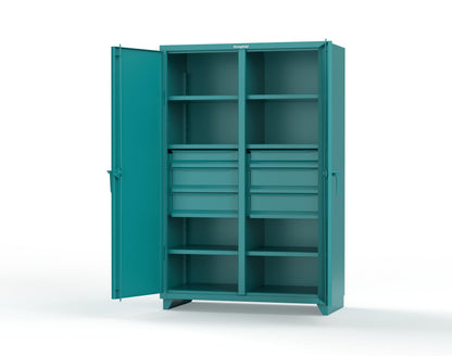 Extra Heavy Duty 14 GA Double Shift Cabinet with 6 Drawers, 6 Shelves - 48 In. W x 24 In. D x 75 In. H - 46-DS-246-6DB-L-5021