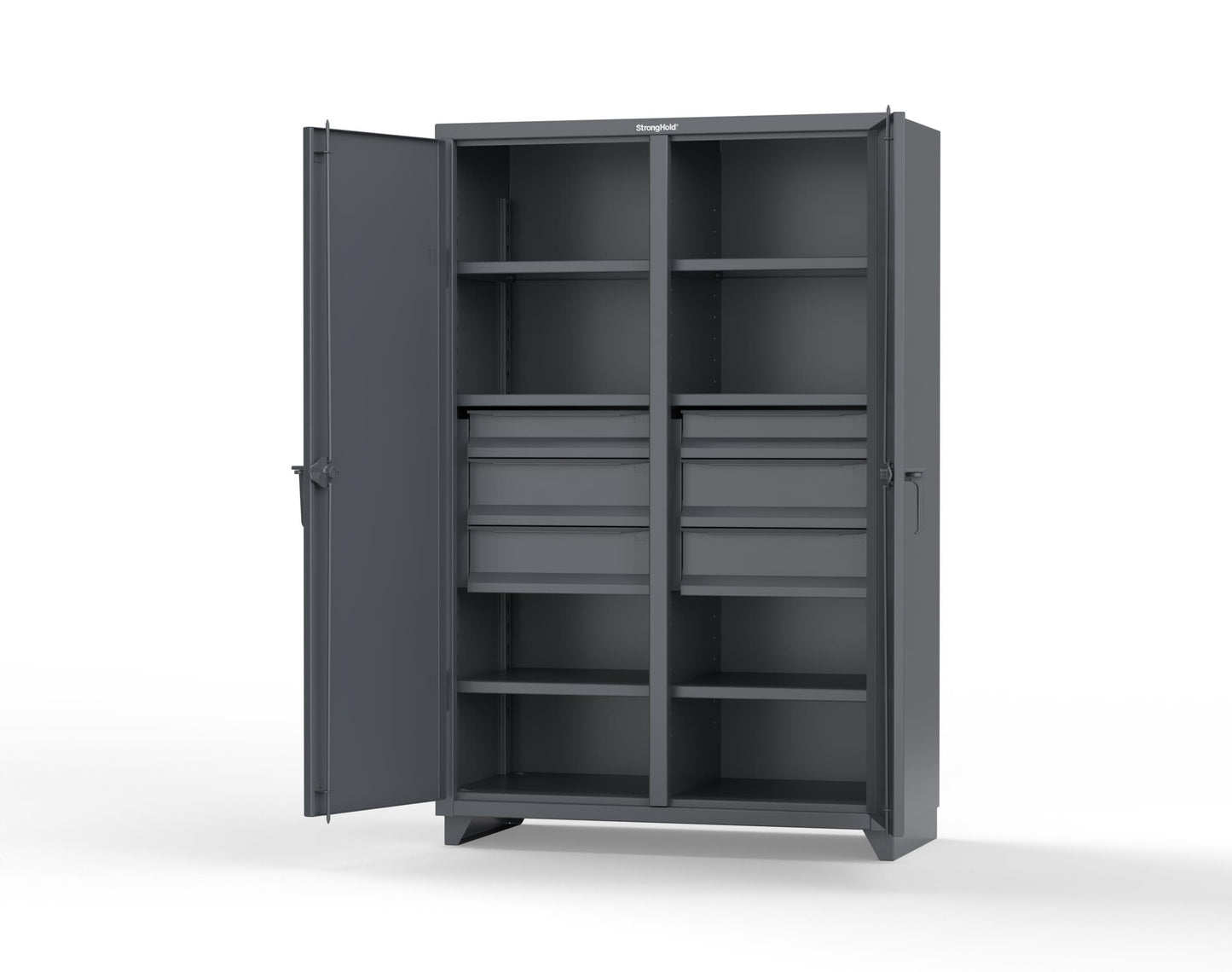 Extra Heavy Duty 14 GA Double Shift Cabinet with 6 Drawers, 6 Shelves - 48 In. W x 24 In. D x 75 In. H - 46-DS-246-6DB-L-7024