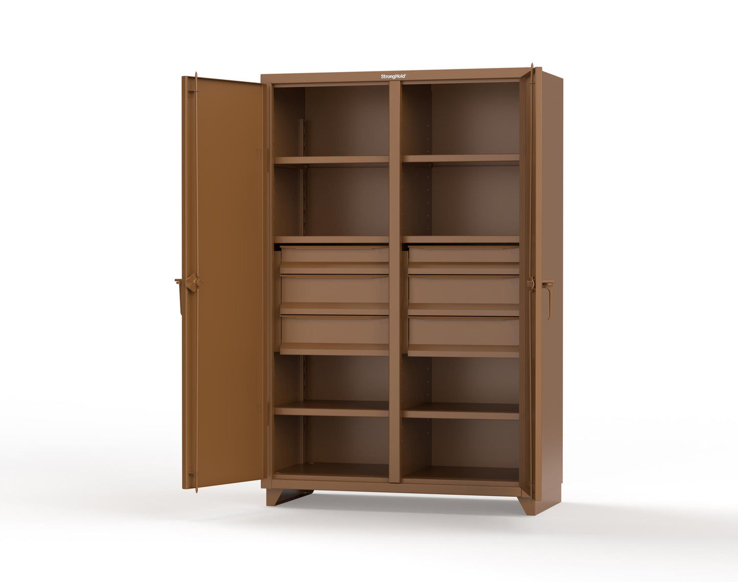 Extra Heavy Duty 14 GA Double Shift Cabinet with 6 Drawers, 6 Shelves - 48 In. W x 24 In. D x 75 In. H - 46-DS-246-6DB-L-8008