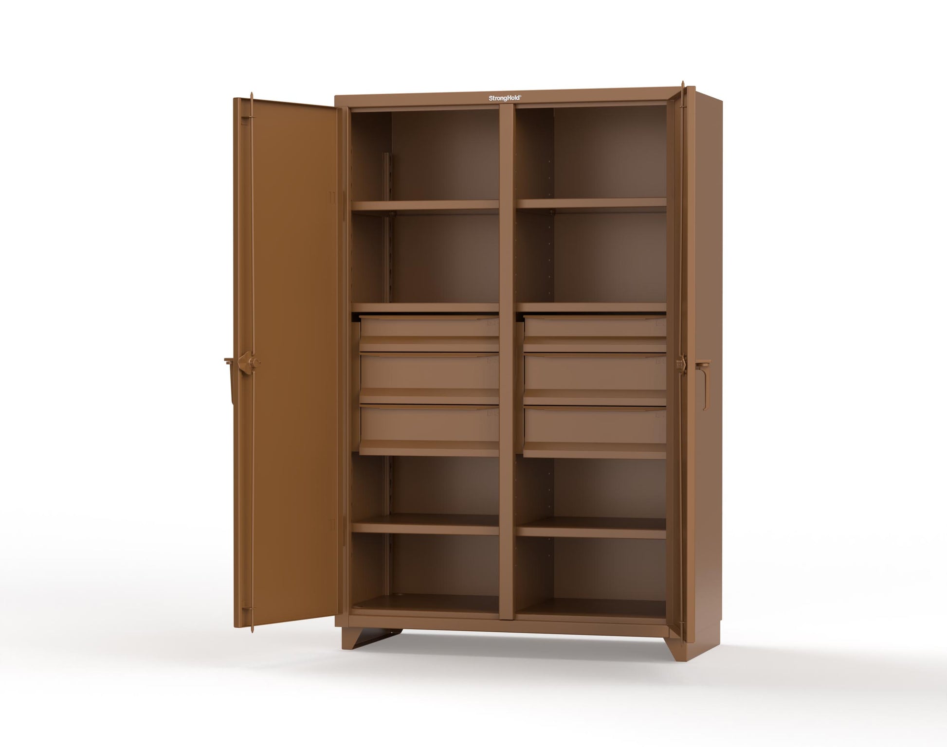 Extra Heavy Duty 14 GA Double Shift Cabinet with 6 Drawers, 6 Shelves - 48 In. W x 24 In. D x 75 In. H - 46-DS-246-6DB-L-8008