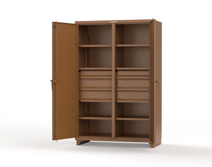 Extra Heavy Duty 14 GA Double Shift Cabinet with 6 Drawers, 6 Shelves - 48 In. W x 24 In. D x 75 In. H - 46-DS-246-6DB-L-8008