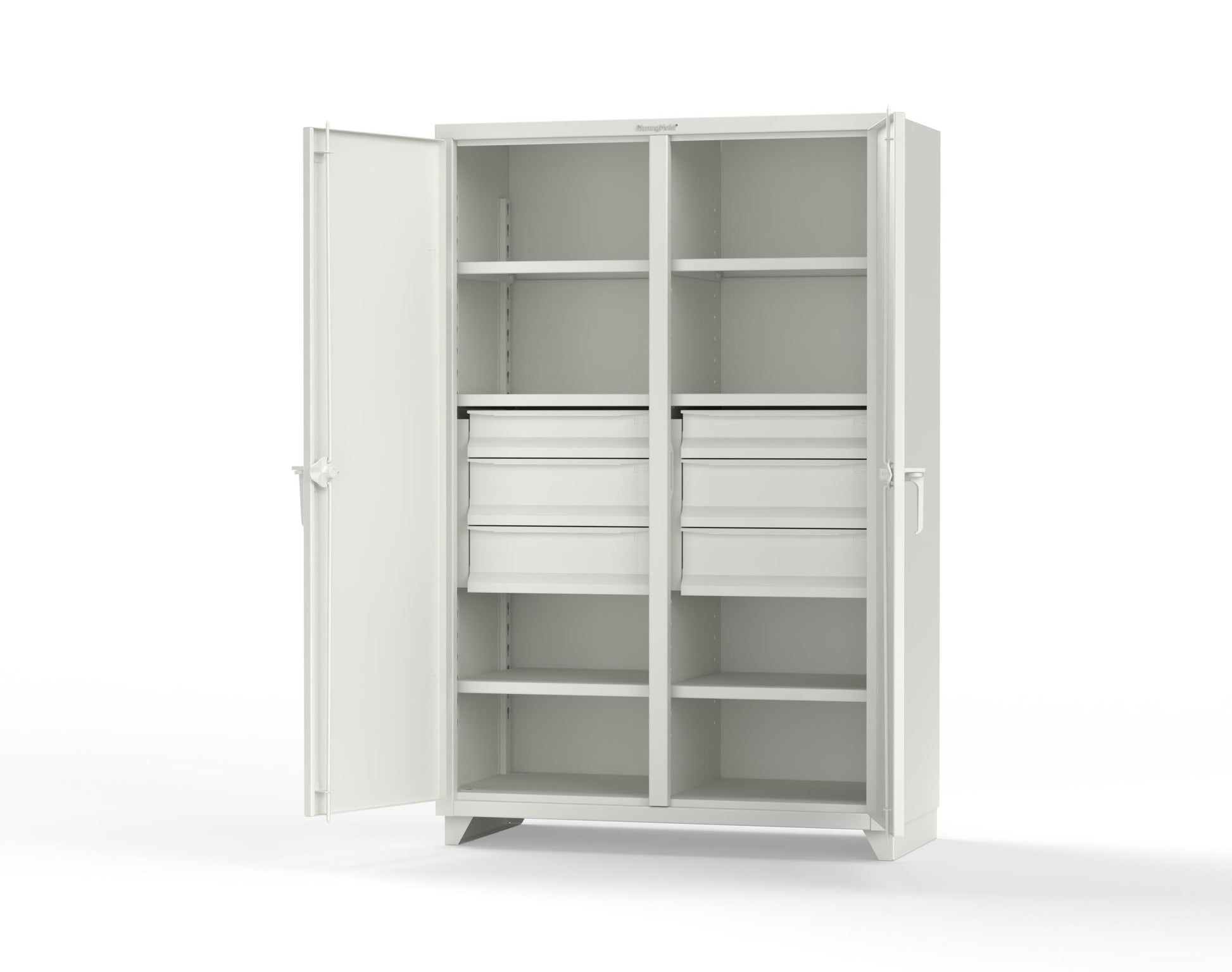 Extra Heavy Duty 14 GA Double Shift Cabinet with 6 Drawers, 6 Shelves - 48 In. W x 24 In. D x 75 In. H - 46-DS-246-6DB-L-9003