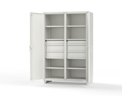 Extra Heavy Duty 14 GA Double Shift Cabinet with 6 Drawers, 6 Shelves - 48 In. W x 24 In. D x 75 In. H - 46-DS-246-6DB-L-9003