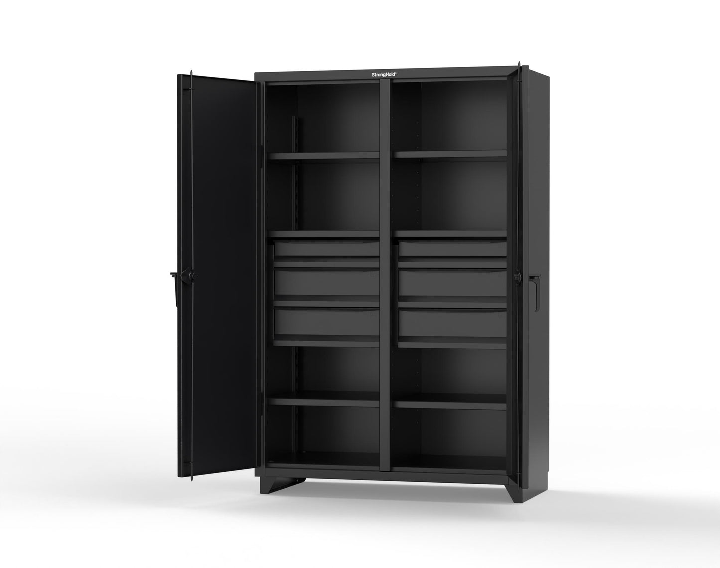 Extra Heavy Duty 14 GA Double Shift Cabinet with 6 Drawers, 6 Shelves - 48 In. W x 24 In. D x 75 In. H - 46-DS-246-6DB-L-9005