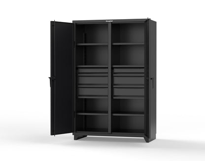 Extra Heavy Duty 14 GA Double Shift Cabinet with 6 Drawers, 6 Shelves - 48 In. W x 24 In. D x 75 In. H - 46-DS-246-6DB-L-9005