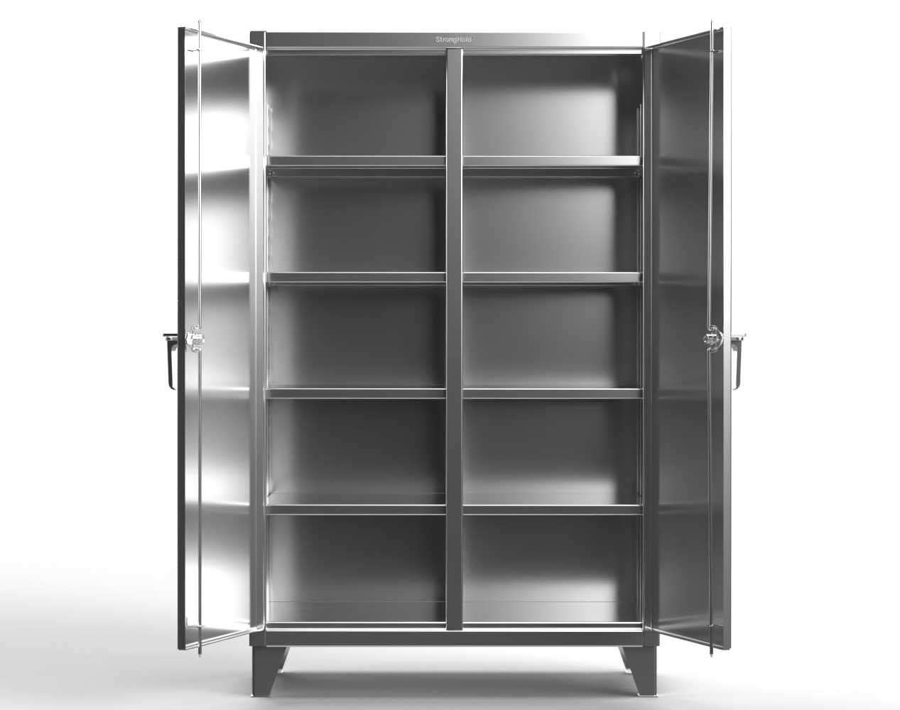 Extreme Duty 12 GA Stainless Steel Double Shift Cabinet with 8 Shelves - 48 In. W x 24 In. D x 78 In. H