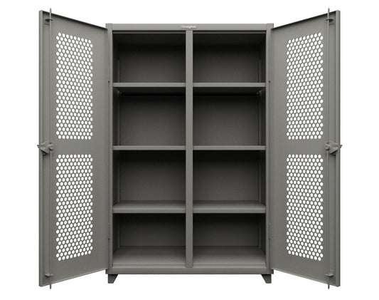 Extra Heavy Duty 14 GA Double Shift Ventilated (Hex) Cabinet with 6 Shelves - 48 In. W x 24 In. D x 75 In. H