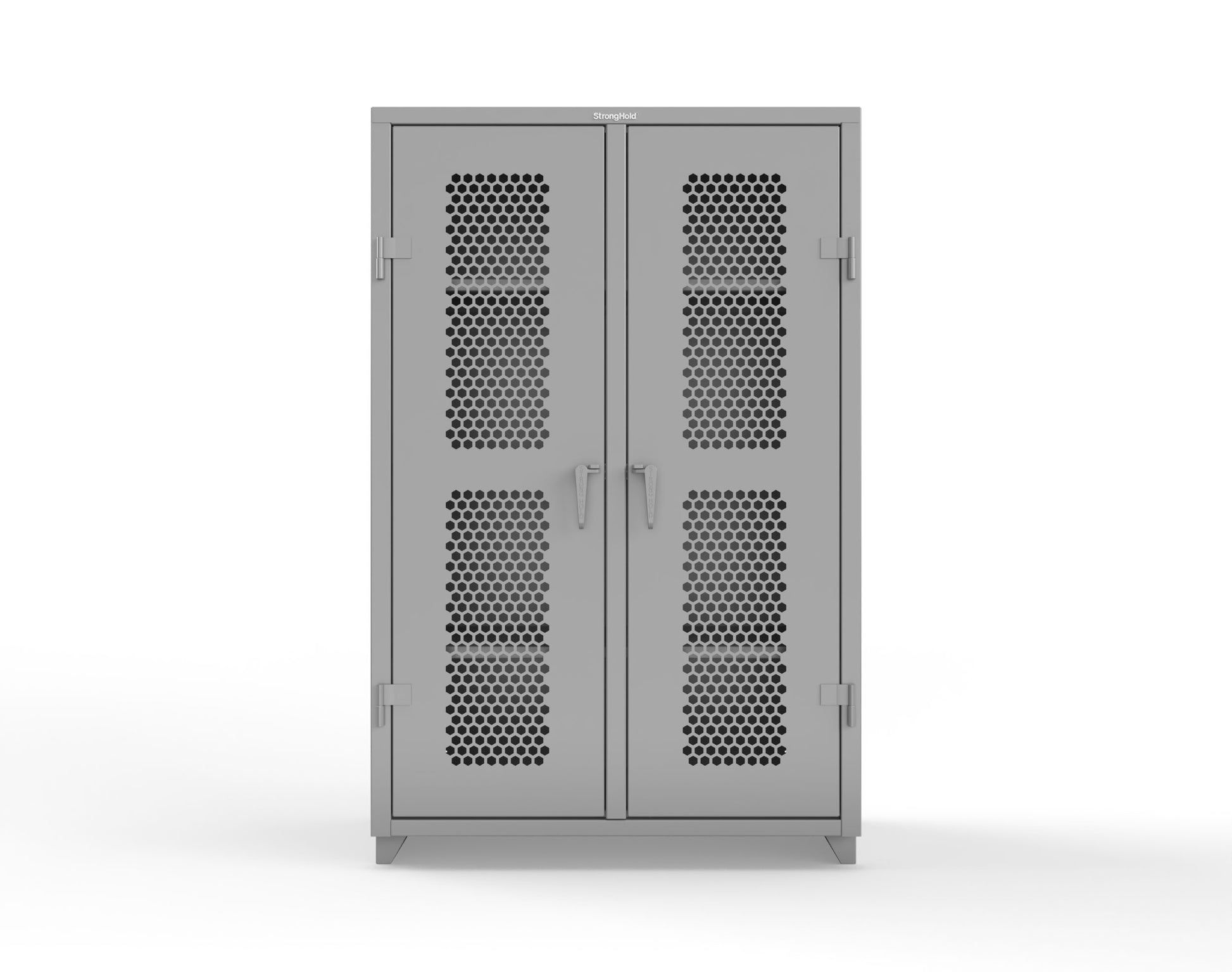 Extra Heavy Duty 14 GA Double Shift Ventilated (Hex) Cabinet with 6 Shelves - 48 In. W x 24 In. D x 75 In. H - 46-DS-H-246-L-7037