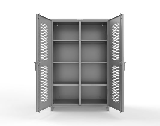 Extra Heavy Duty 14 GA Double Shift Ventilated (Hex) Cabinet with 6 Shelves - 48 In. W x 24 In. D x 75 In. H - 46-DS-H-246-L-7037