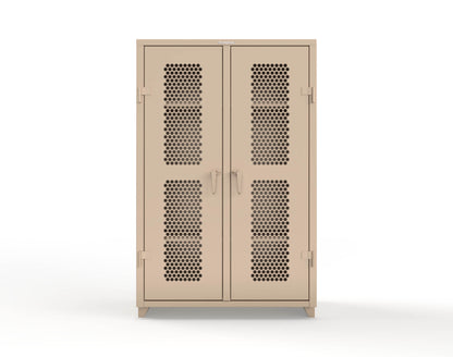 Extra Heavy Duty 14 GA Double Shift Ventilated (Hex) Cabinet with 6 Shelves - 48 In. W x 24 In. D x 75 In. H - 46-DS-H-246-L-1019