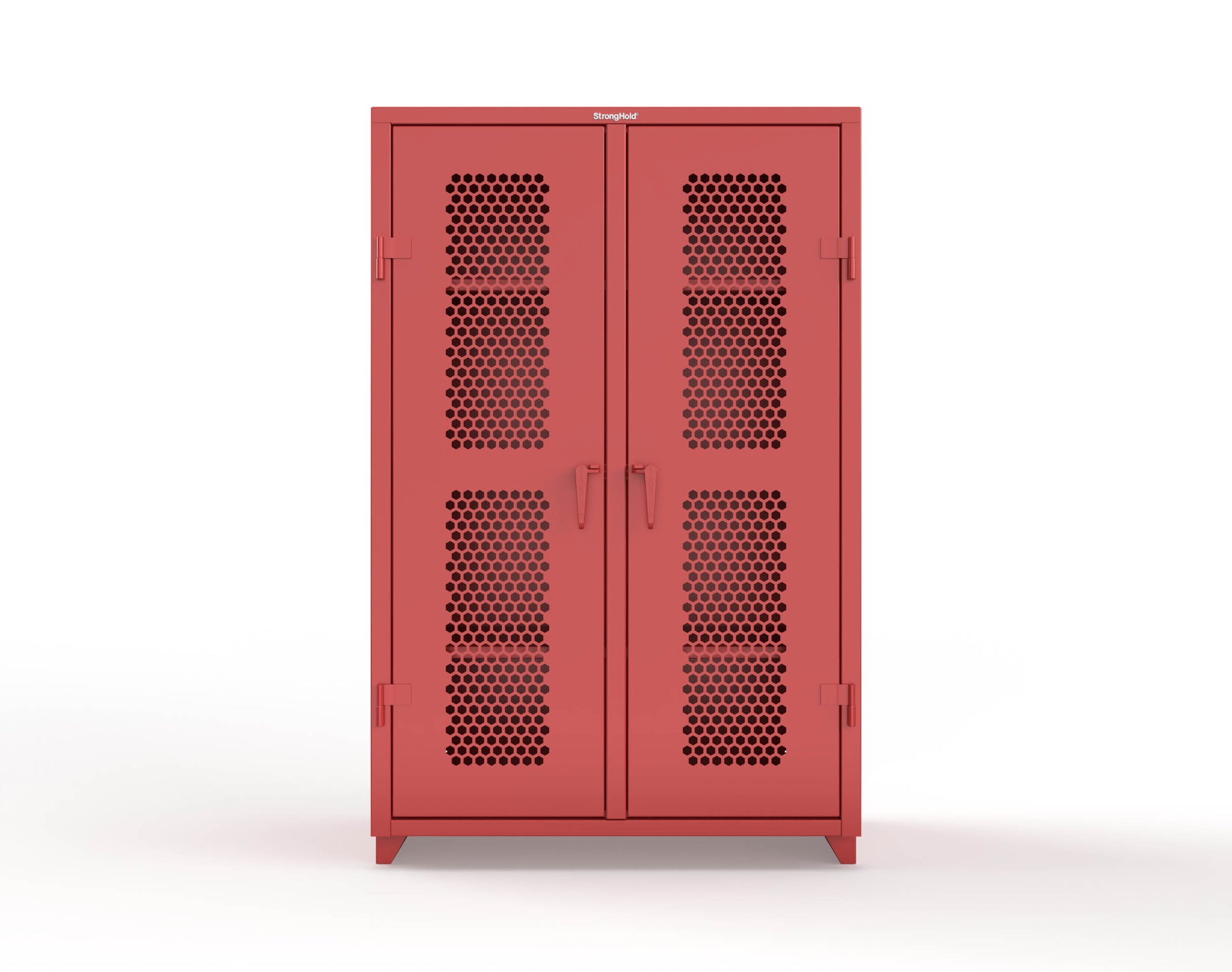 Extra Heavy Duty 14 GA Double Shift Ventilated (Hex) Cabinet with 6 Shelves - 48 In. W x 24 In. D x 75 In. H - 46-DS-H-246-L-3001