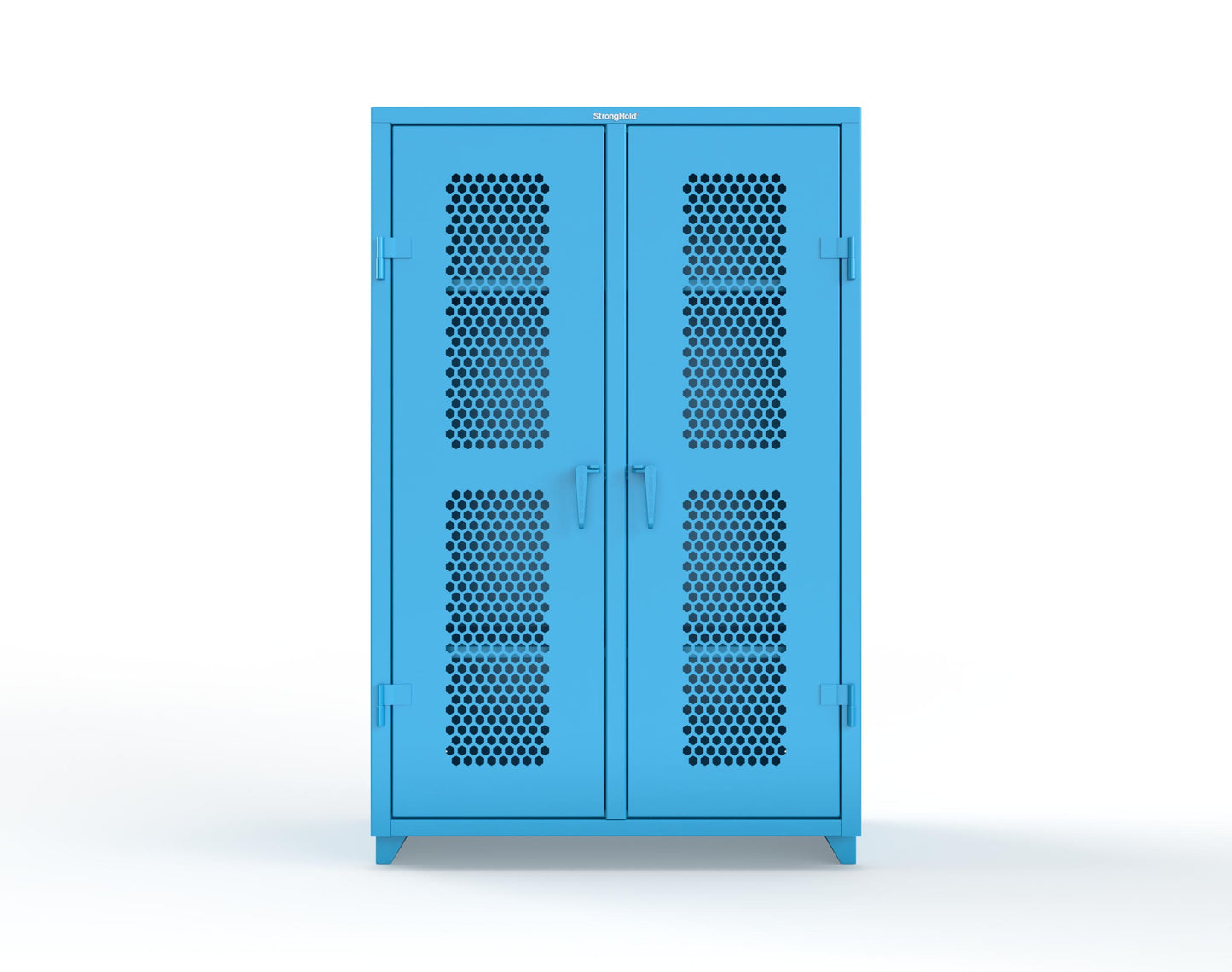 Extra Heavy Duty 14 GA Double Shift Ventilated (Hex) Cabinet with 6 Shelves - 48 In. W x 24 In. D x 75 In. H - 46-DS-H-246-L-5012