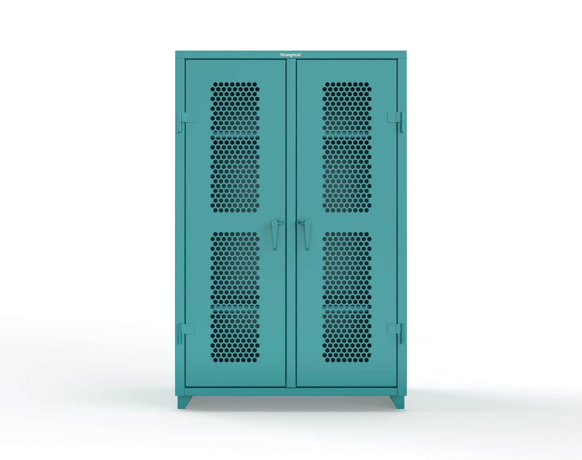 Extra Heavy Duty 14 GA Double Shift Ventilated (Hex) Cabinet with 6 Shelves - 48 In. W x 24 In. D x 75 In. H - 46-DS-H-246-L-5021