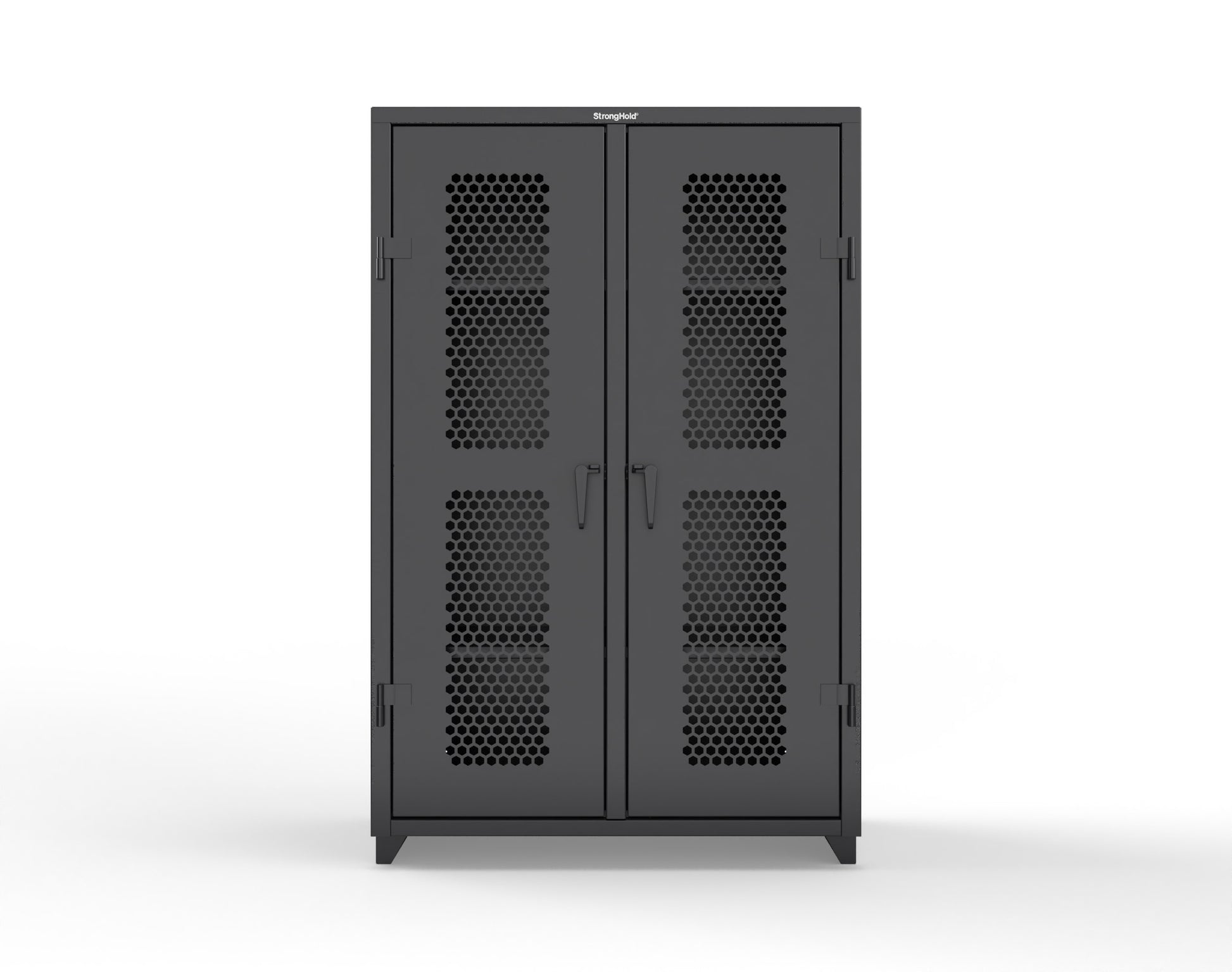 Extra Heavy Duty 14 GA Double Shift Ventilated (Hex) Cabinet with 6 Shelves - 48 In. W x 24 In. D x 75 In. H - 46-DS-H-246-L-9005