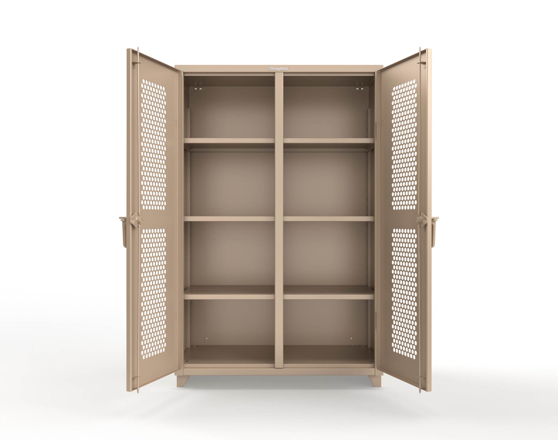 Extra Heavy Duty 14 GA Double Shift Ventilated (Hex) Cabinet with 6 Shelves - 48 In. W x 24 In. D x 75 In. H - 46-DS-H-246-L-1019