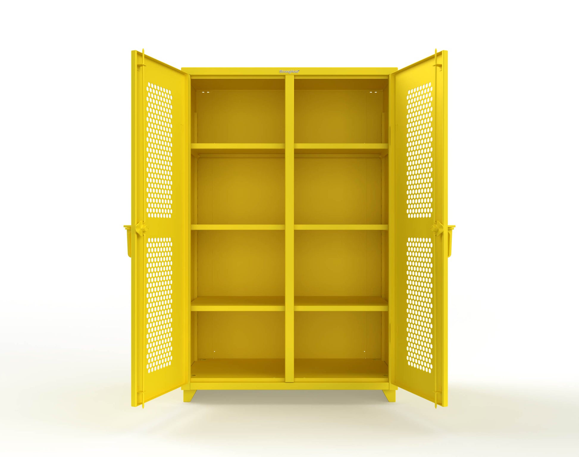 Extra Heavy Duty 14 GA Double Shift Ventilated (Hex) Cabinet with 6 Shelves - 48 In. W x 24 In. D x 75 In. H - 46-DS-H-246-L-1021