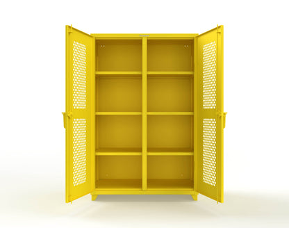Extra Heavy Duty 14 GA Double Shift Ventilated (Hex) Cabinet with 6 Shelves - 48 In. W x 24 In. D x 75 In. H - 46-DS-H-246-L-1021