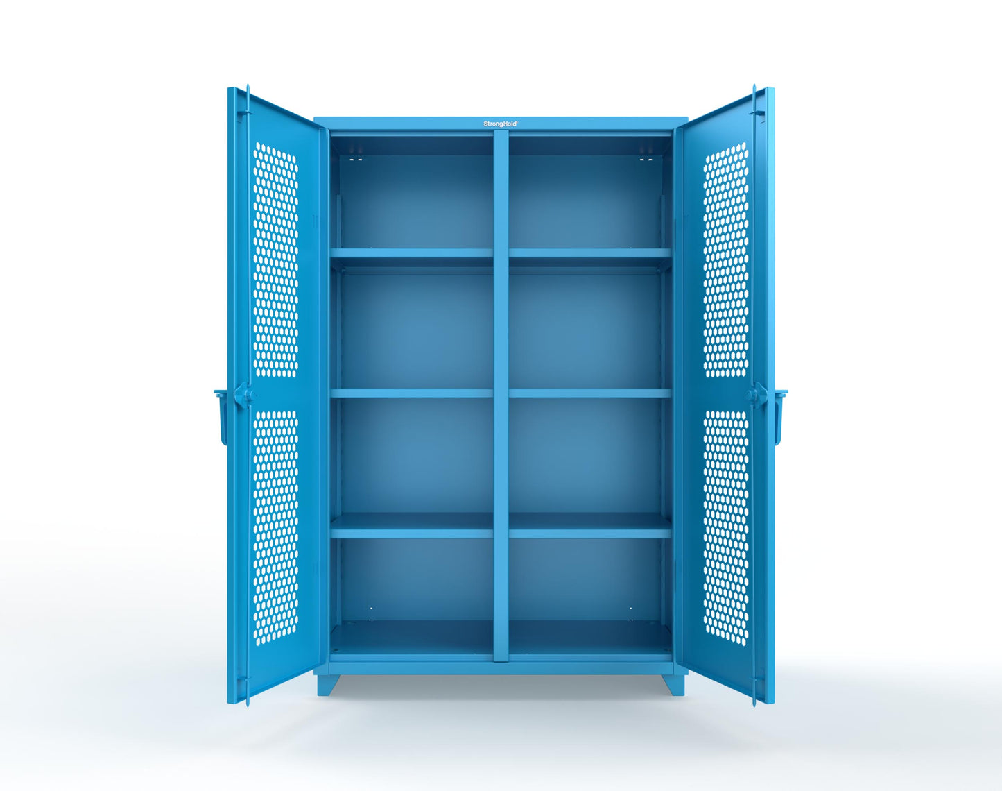 Extra Heavy Duty 14 GA Double Shift Ventilated (Hex) Cabinet with 6 Shelves - 48 In. W x 24 In. D x 75 In. H - 46-DS-H-246-L-5012