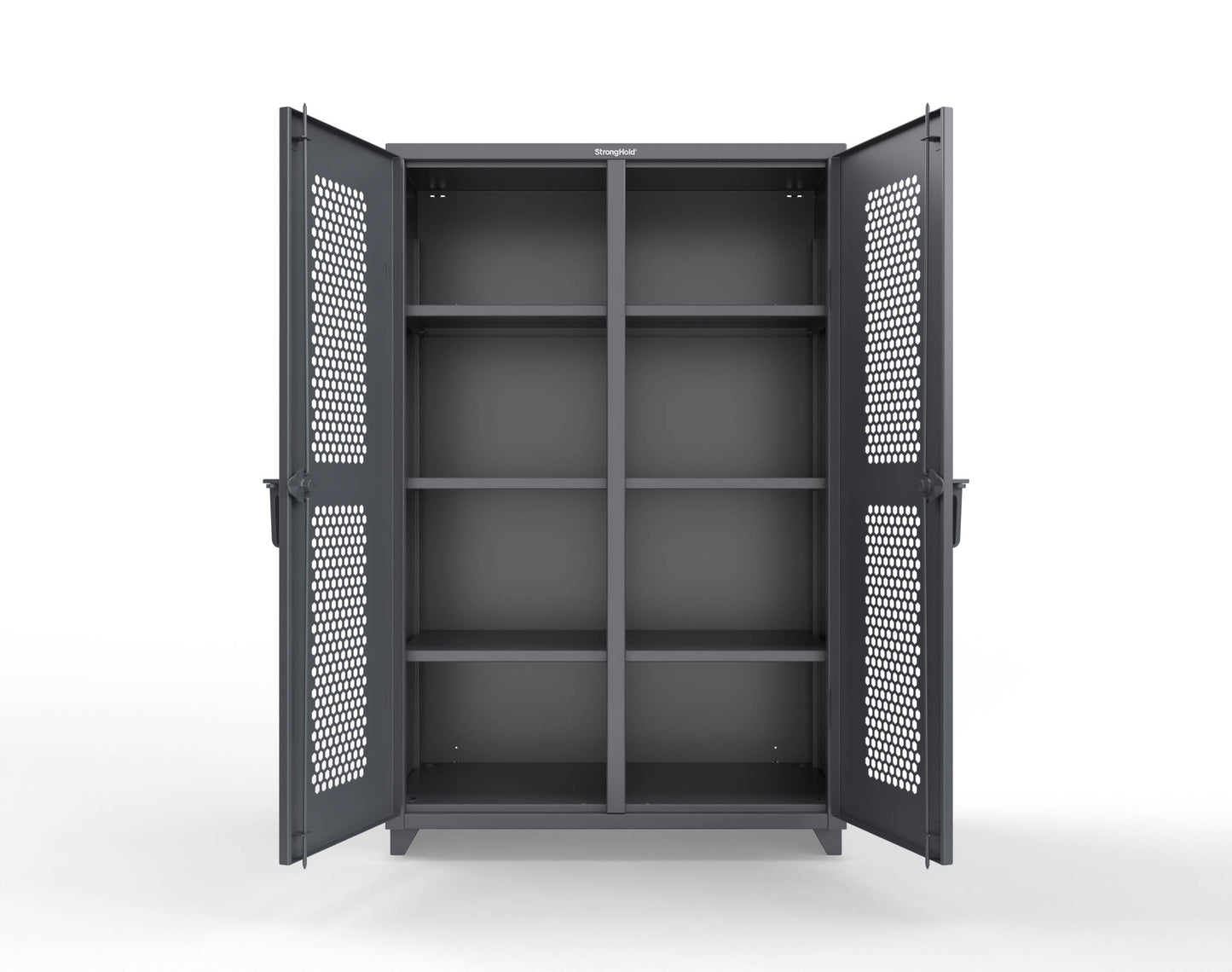 Extra Heavy Duty 14 GA Double Shift Ventilated (Hex) Cabinet with 6 Shelves - 48 In. W x 24 In. D x 75 In. H - 46-DS-H-246-L-7024