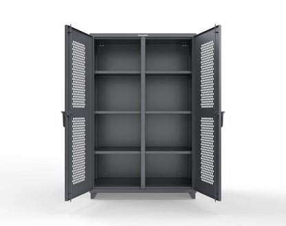 Extra Heavy Duty 14 GA Double Shift Ventilated (Hex) Cabinet with 6 Shelves - 48 In. W x 24 In. D x 75 In. H - 46-DS-H-246-L-7024