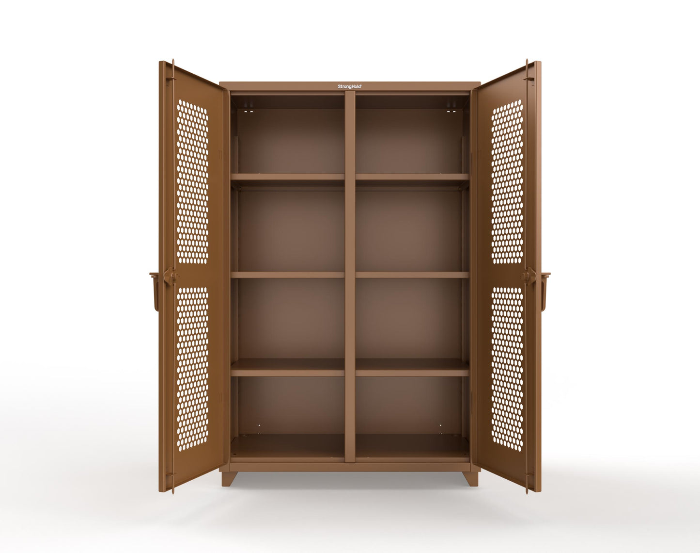 Extra Heavy Duty 14 GA Double Shift Ventilated (Hex) Cabinet with 6 Shelves - 48 In. W x 24 In. D x 75 In. H - 46-DS-H-246-L-8008