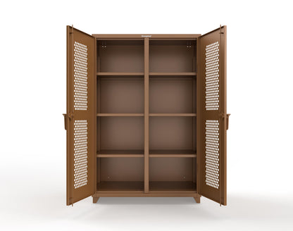 Extra Heavy Duty 14 GA Double Shift Ventilated (Hex) Cabinet with 6 Shelves - 48 In. W x 24 In. D x 75 In. H - 46-DS-H-246-L-8008