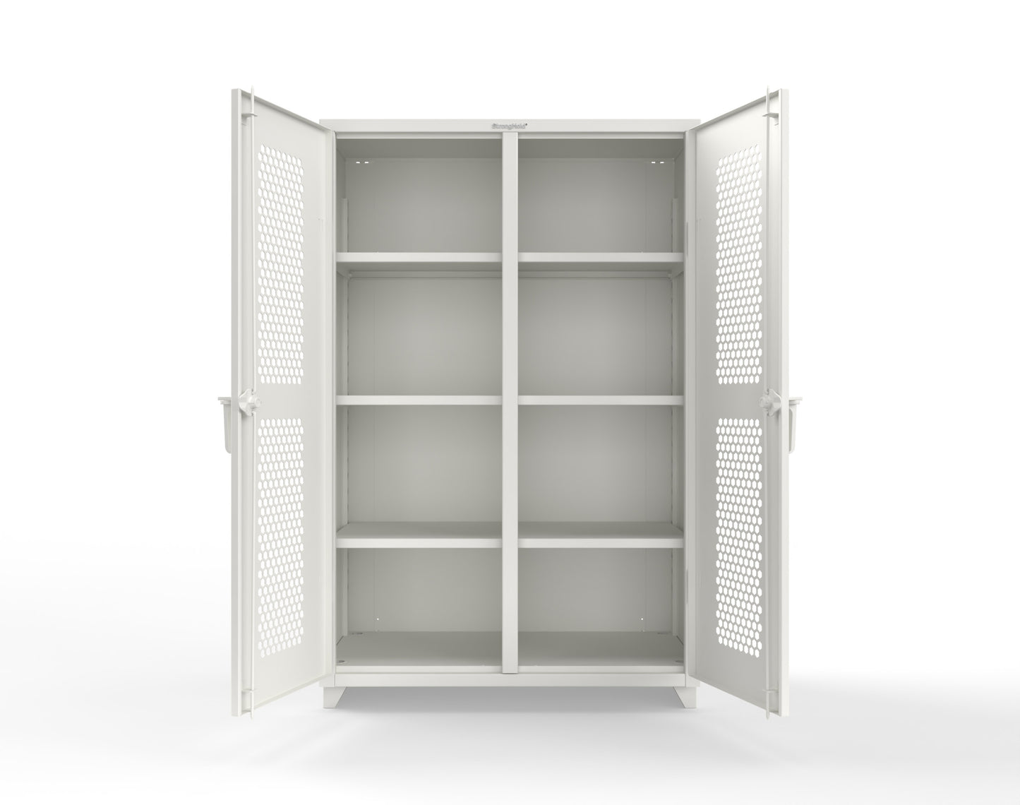 Extra Heavy Duty 14 GA Double Shift Ventilated (Hex) Cabinet with 6 Shelves - 48 In. W x 24 In. D x 75 In. H - 46-DS-H-246-L-9003