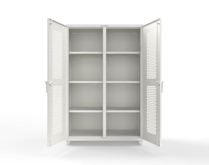 Extra Heavy Duty 14 GA Double Shift Ventilated (Hex) Cabinet with 6 Shelves - 48 In. W x 24 In. D x 75 In. H - 46-DS-H-246-L-9003