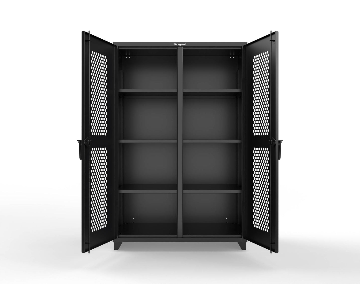Extra Heavy Duty 14 GA Double Shift Ventilated (Hex) Cabinet with 6 Shelves - 48 In. W x 24 In. D x 75 In. H - 46-DS-H-246-L-9005
