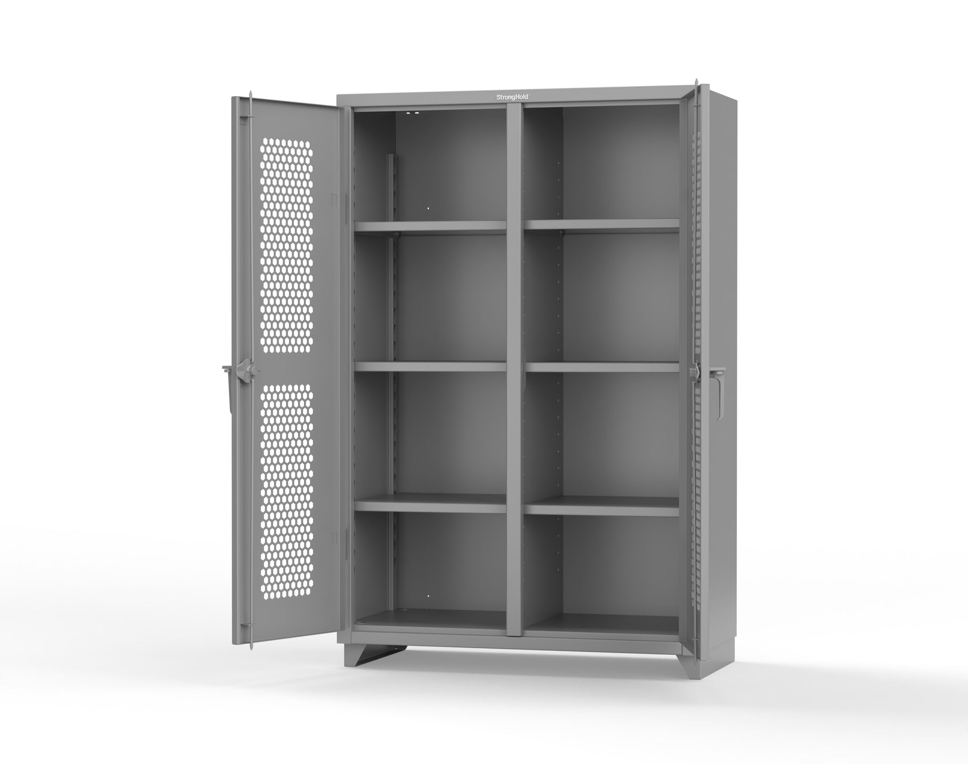 Extra Heavy Duty 14 GA Double Shift Ventilated (Hex) Cabinet with 6 Shelves - 48 In. W x 24 In. D x 75 In. H - 46-DS-H-246-L-7037