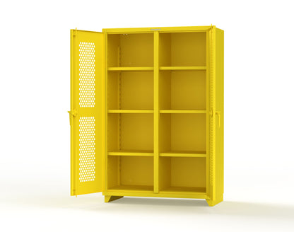Extra Heavy Duty 14 GA Double Shift Ventilated (Hex) Cabinet with 6 Shelves - 48 In. W x 24 In. D x 75 In. H - 46-DS-H-246-L-1021