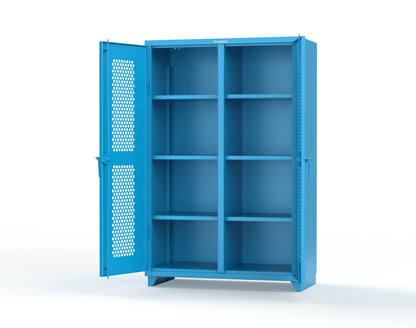 Extra Heavy Duty 14 GA Double Shift Ventilated (Hex) Cabinet with 6 Shelves - 48 In. W x 24 In. D x 75 In. H - 46-DS-H-246-L-5012