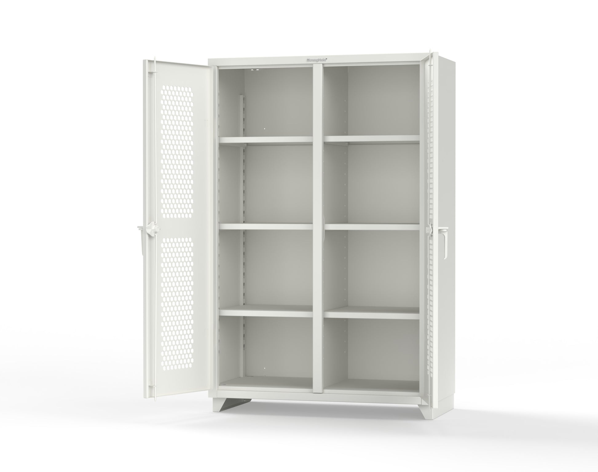 Extra Heavy Duty 14 GA Double Shift Ventilated (Hex) Cabinet with 6 Shelves - 48 In. W x 24 In. D x 75 In. H - 46-DS-H-246-L-9003