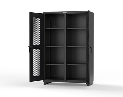 Extra Heavy Duty 14 GA Double Shift Ventilated (Hex) Cabinet with 6 Shelves - 48 In. W x 24 In. D x 75 In. H - 46-DS-H-246-L-9005