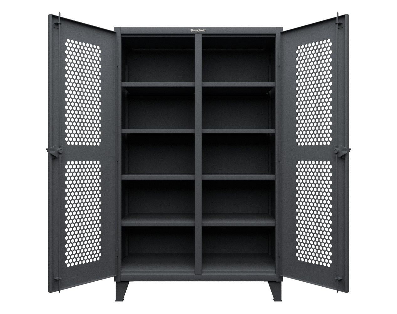 Extreme Duty 12 GA Ventilated (Hex) Double Shift Cabinet with 8 Shelves - 48 In. W x 24 In. D x 78 In. H