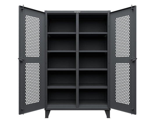 Extreme Duty 12 GA Ventilated (Hex) Double Shift Cabinet with 8 Shelves - 48 In. W x 24 In. D x 78 In. H