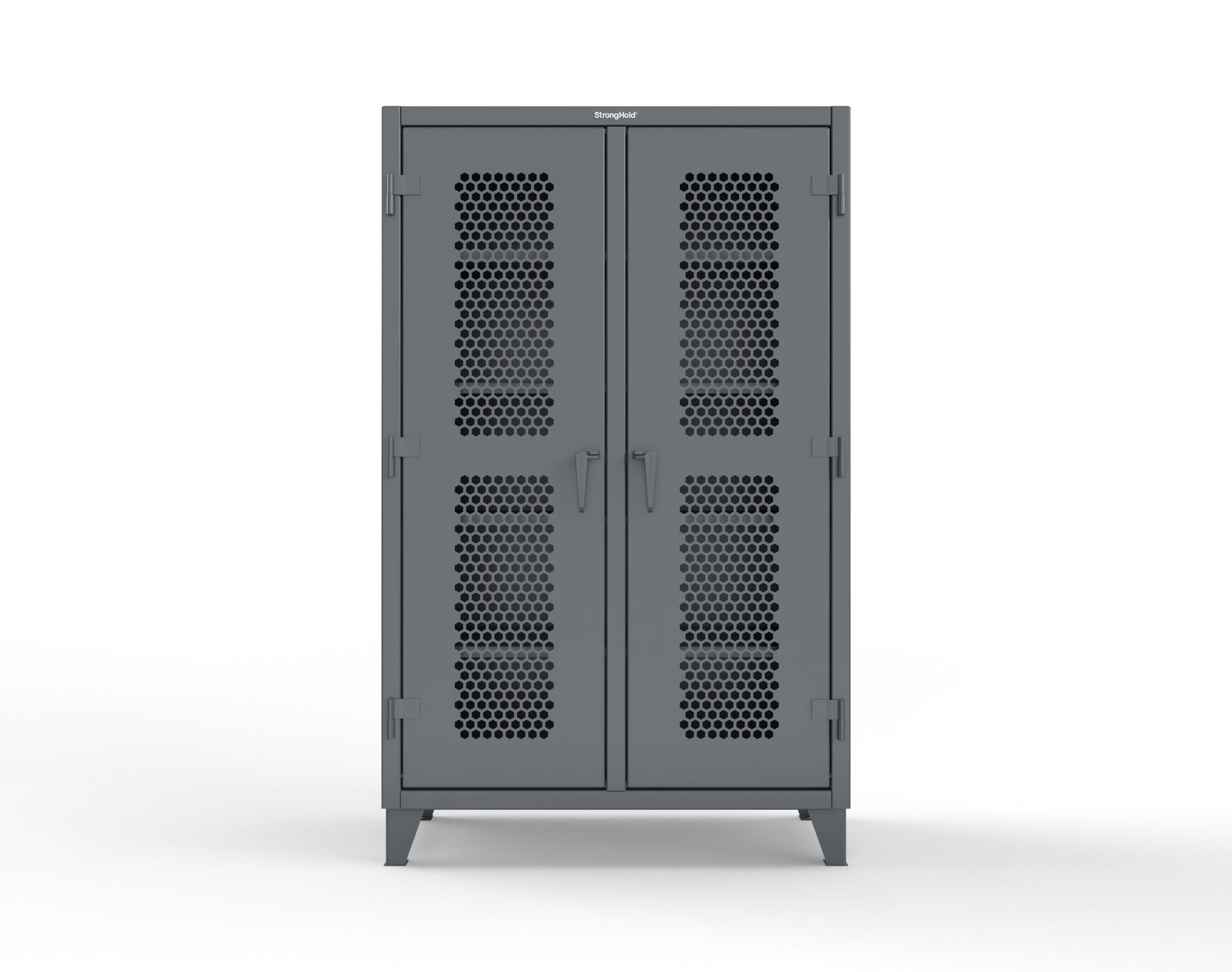 Extreme Duty 12 GA Ventilated (Hex) Double Shift Cabinet with 8 Shelves - 48 In. W x 24 In. D x 78 In. H - 46-DS-H-248-7024