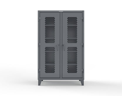 Extreme Duty 12 GA Ventilated (Hex) Double Shift Cabinet with 8 Shelves - 48 In. W x 24 In. D x 78 In. H - 46-DS-H-248-7024