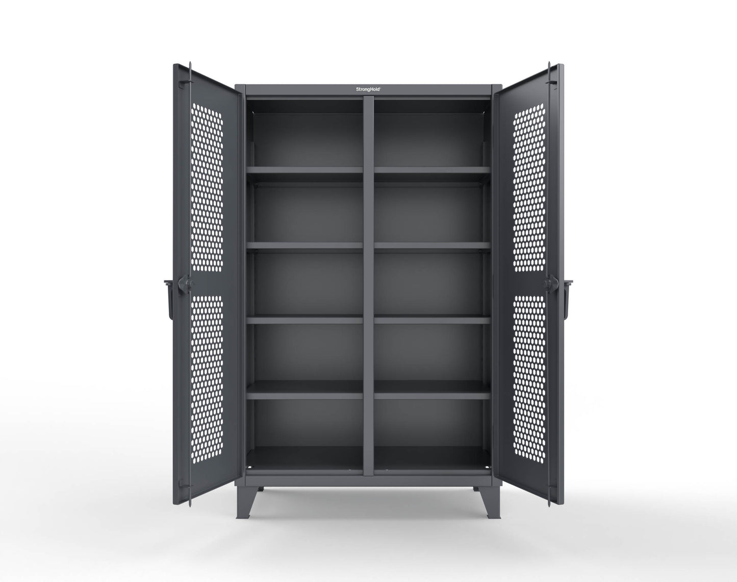 Extreme Duty 12 GA Ventilated (Hex) Double Shift Cabinet with 8 Shelves - 48 In. W x 24 In. D x 78 In. H - 46-DS-H-248-7024